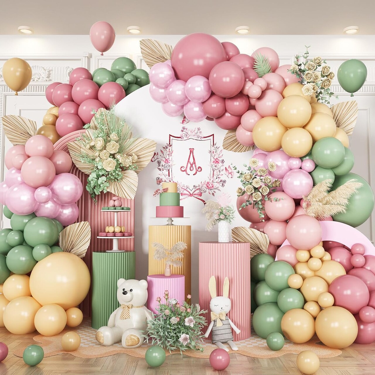 Nutcracker Christmas Fairy Balloon Garland Arch Kit – Sage Green, Pink, White, and Blush Latex Balloons for Christmas, Candyland, Easter, Wedding, and Birthday Party Decor